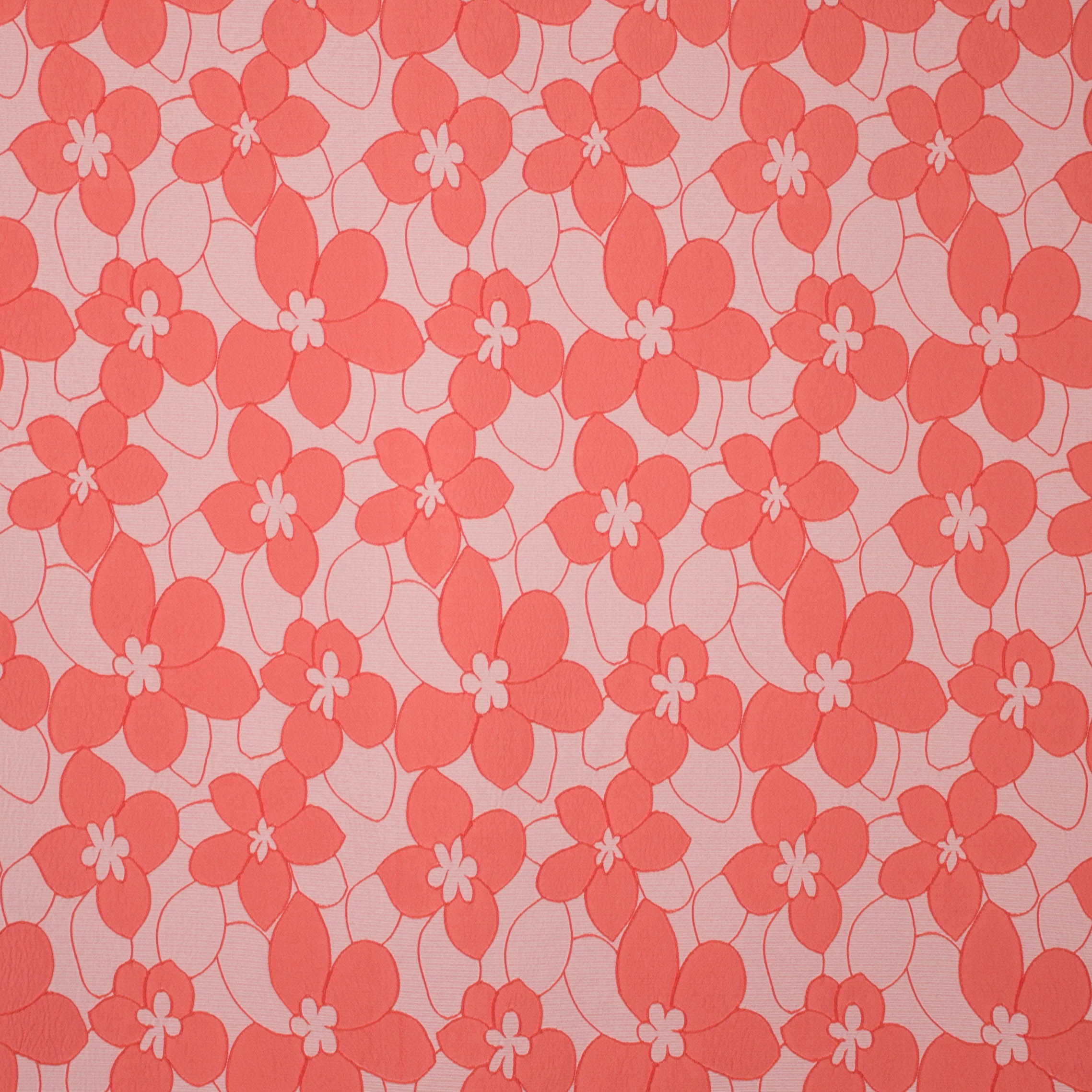 Licht huidskleurige polyester jacquard met zalmroze bloemen