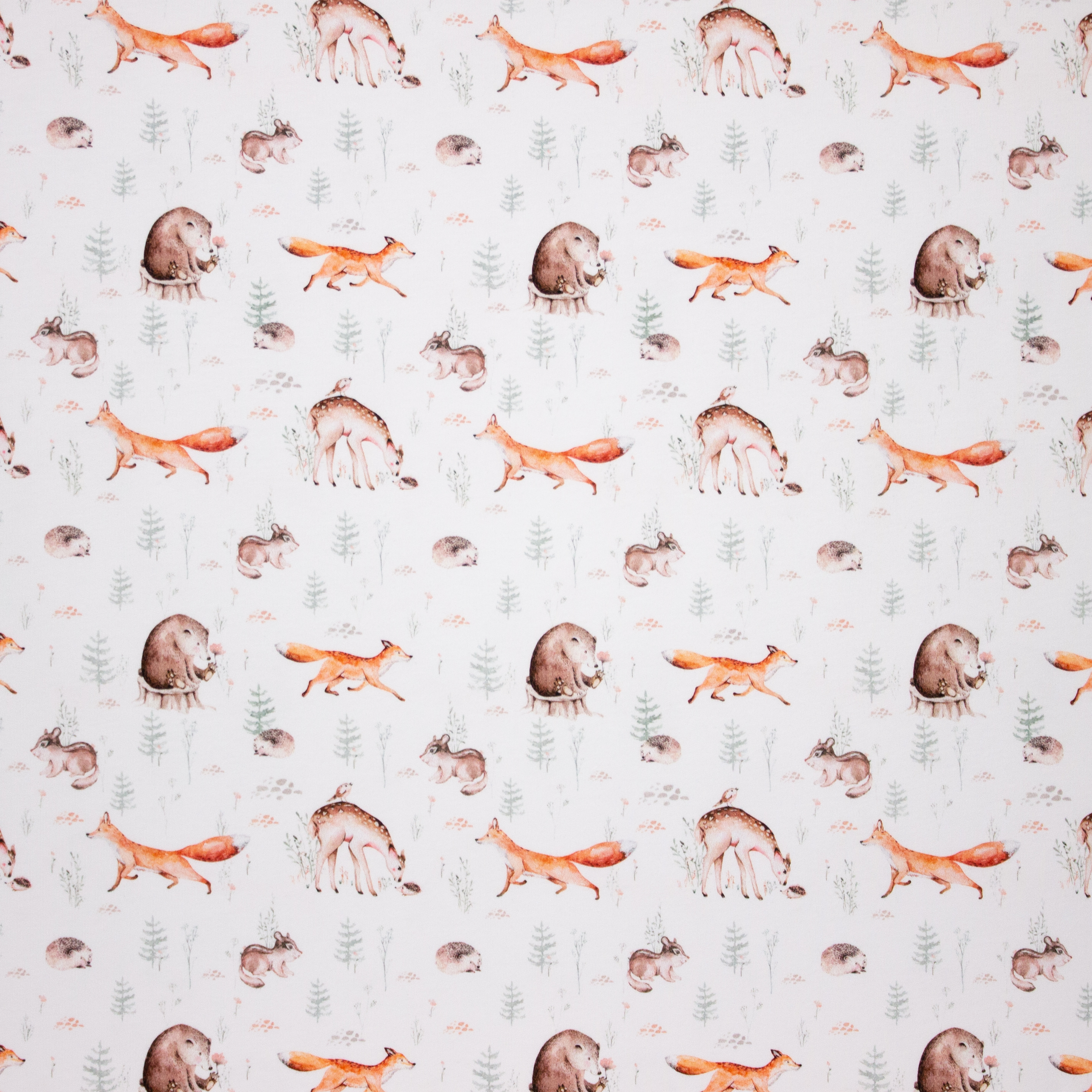 Witte French Terry met Bosdieren van Poppy