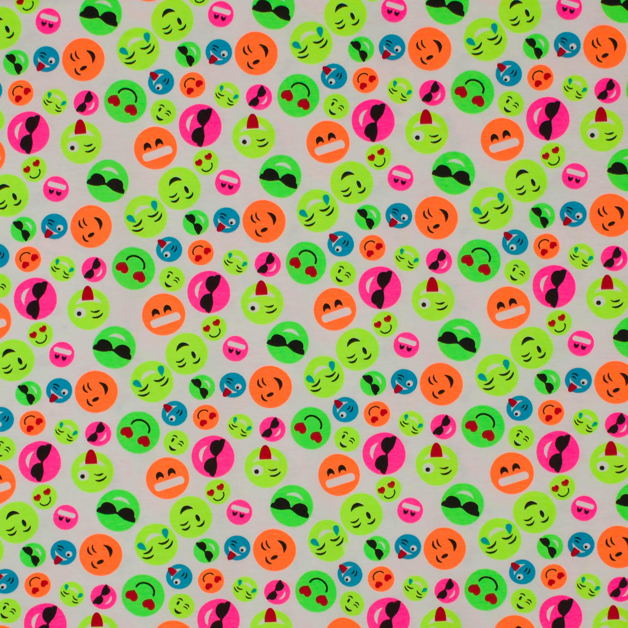 Witte tricot met smileys in neon