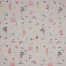 Wit katoentje met zomers motief