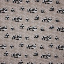 Beige tricot met panda's en  bamboe motief