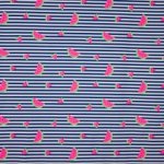 Blauw / wit gestreepte tricot met fluo watermeloenen motief