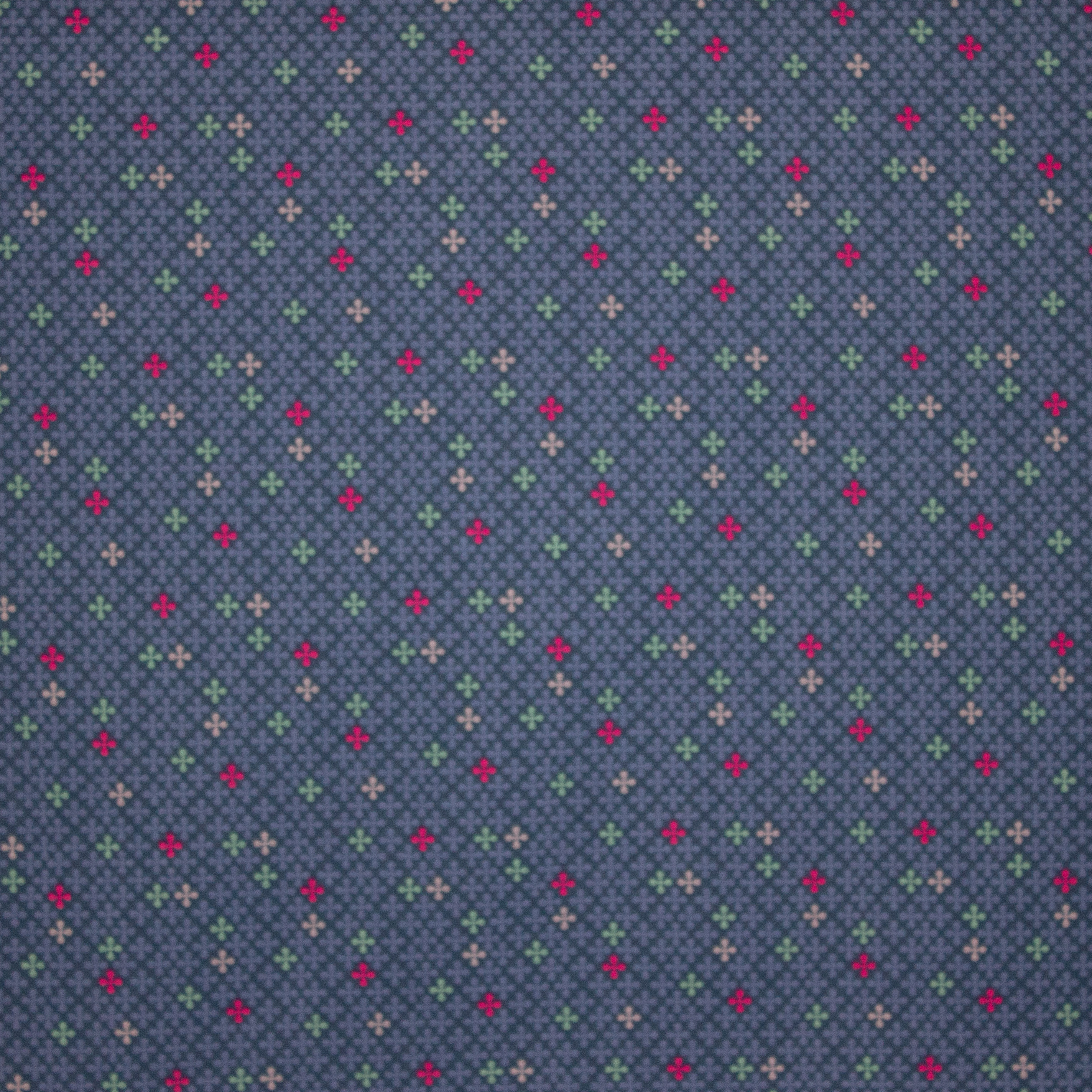 Blauwe katoen tricot met klaverpatroon