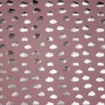 Oudroze tricot met wolkjes in zilveren foil