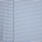 Ecru rekbare badstof double face met blauwe strepen