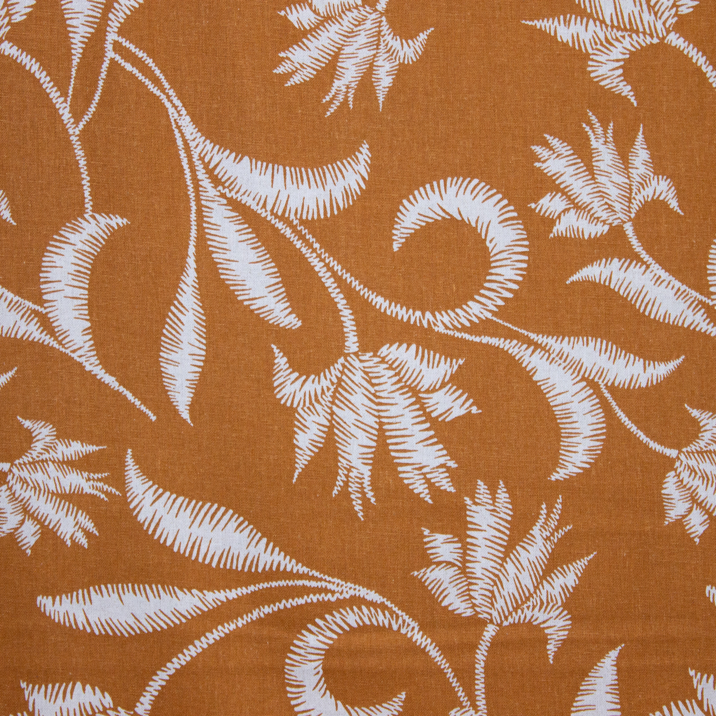 Roeste Viscose Linnen met Witte Bladeren
