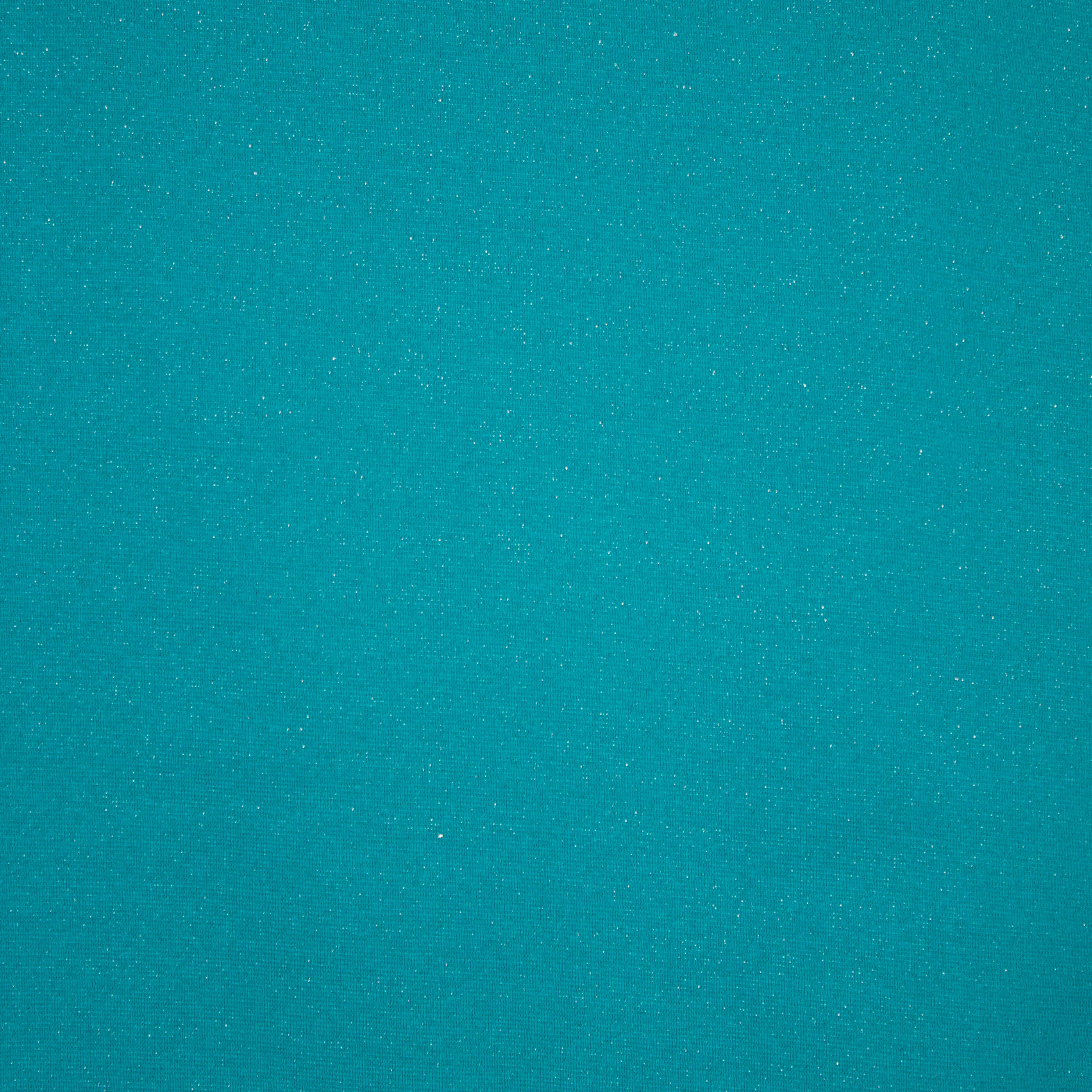 Turquoise boordstof met zilveren glitters