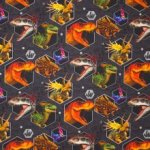 Antraciet grijze tricot met dinosaurussen motief van Jurassic World