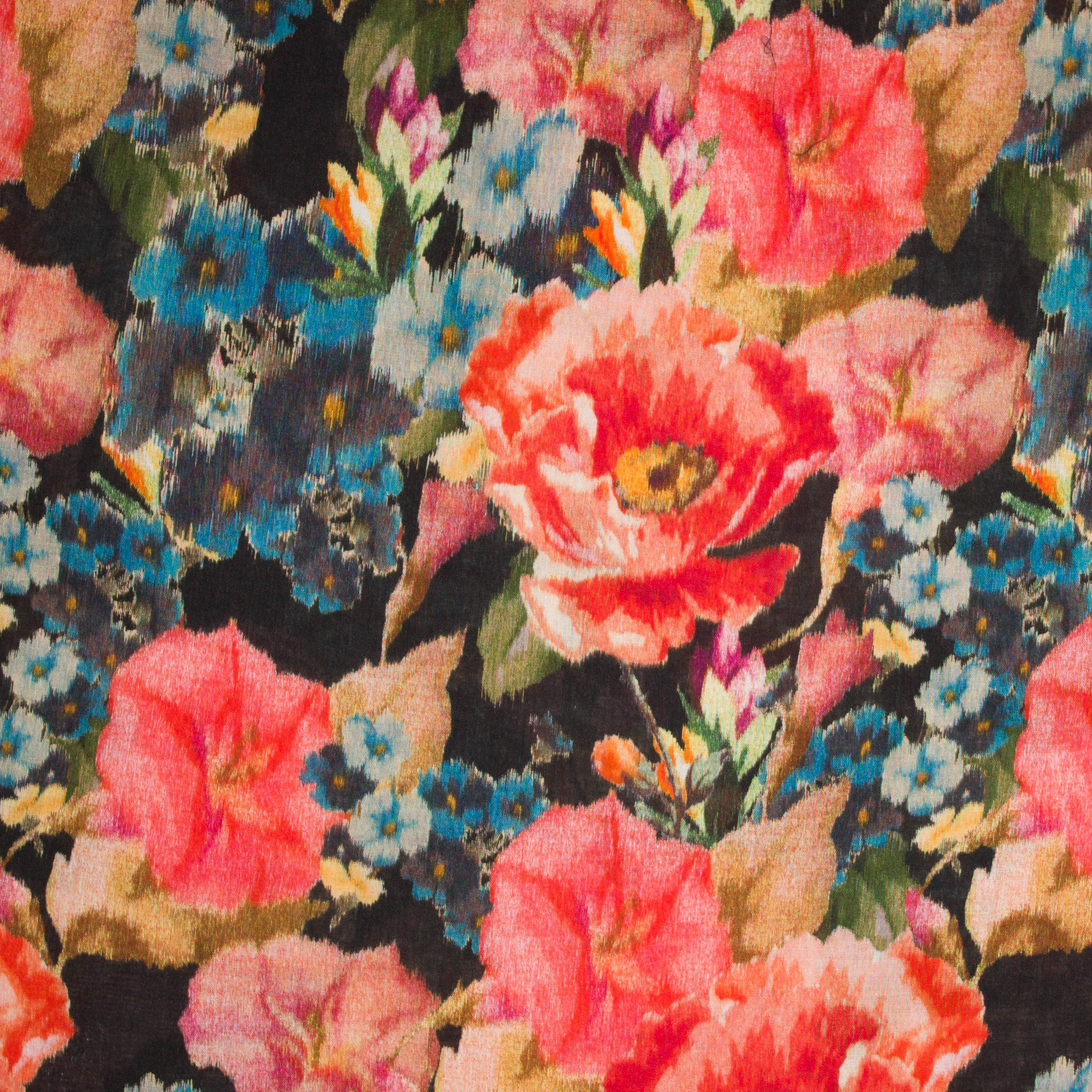 Viscose - wolmengeling met bloemen motief
