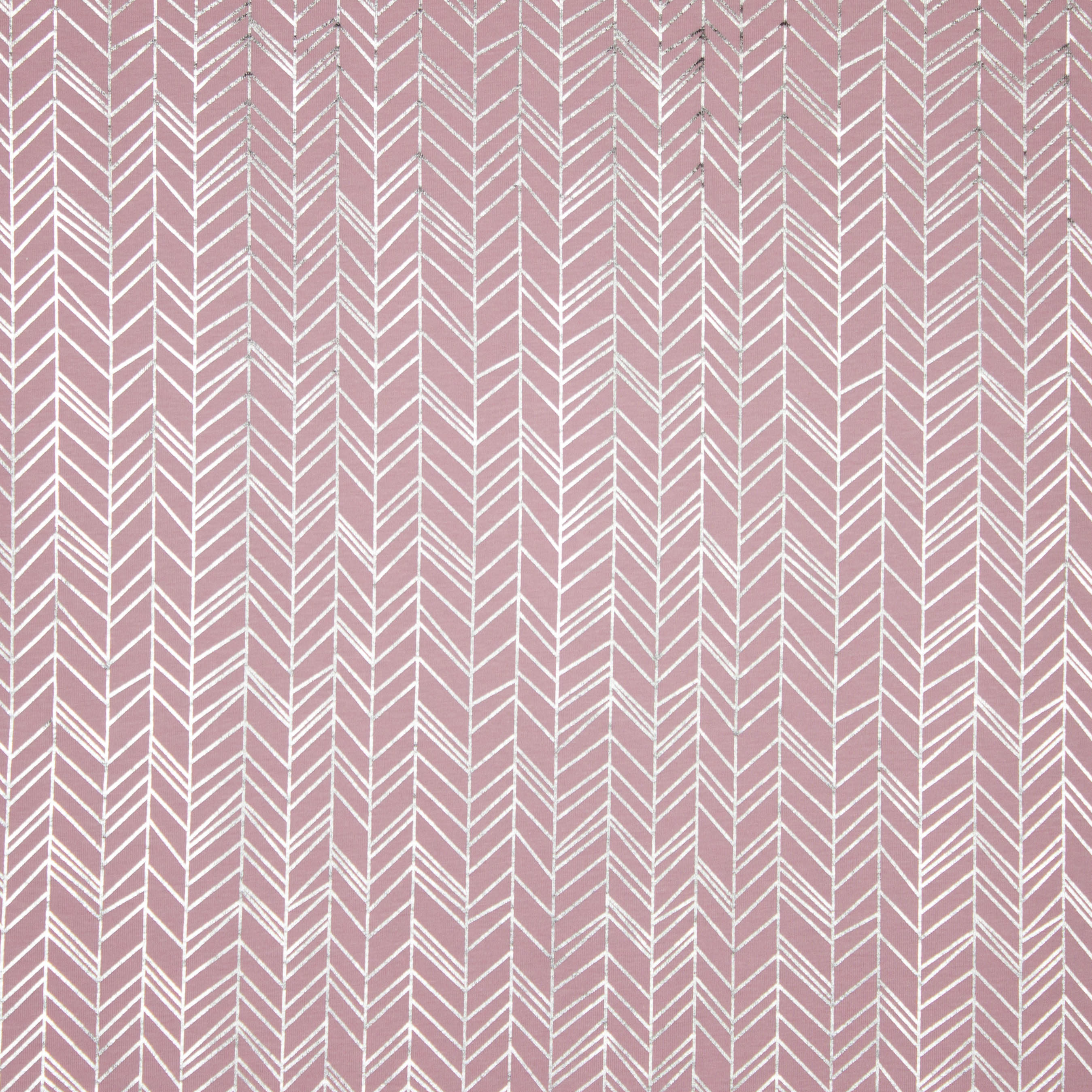 Oudroze tricot met abstract lijnen patroon in zilveren foil