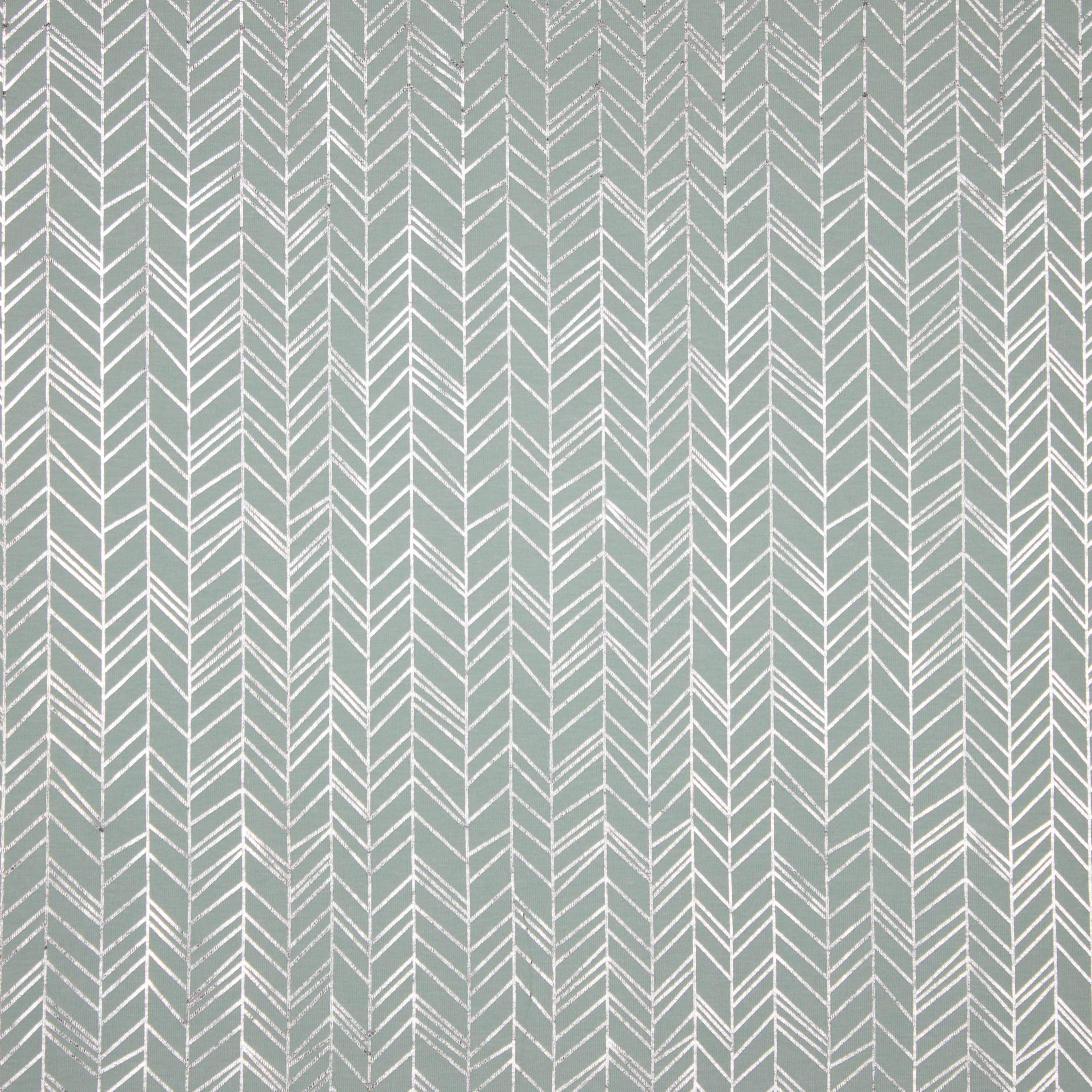 Muntkleurige tricot met abstract lijnen patroon in zilveren foil