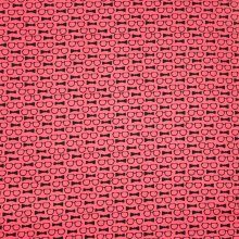 Koraalkleurig katoentje met strikken en brillen van 'Michael Miller'