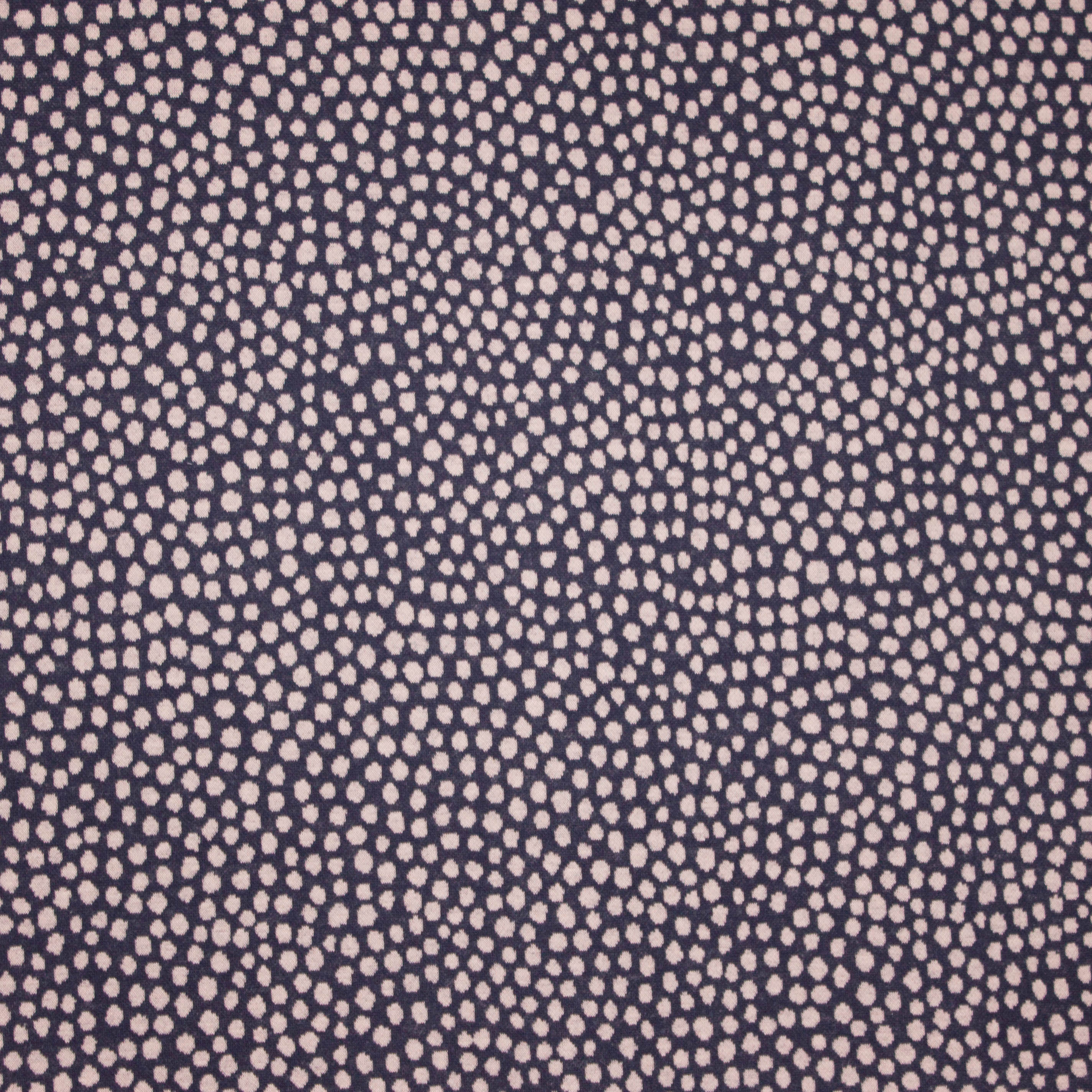 Donkergrijze jaqcuard tricot met lichtroze bolletjes