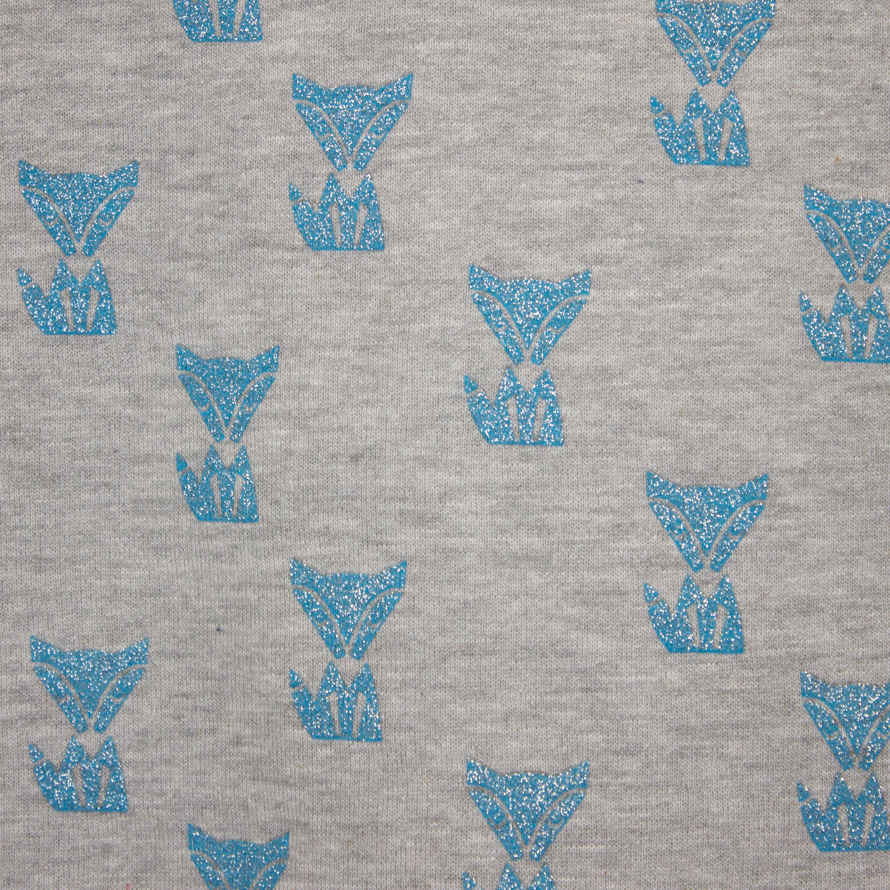 Grijze french terry sweater met glinsterende vosjes