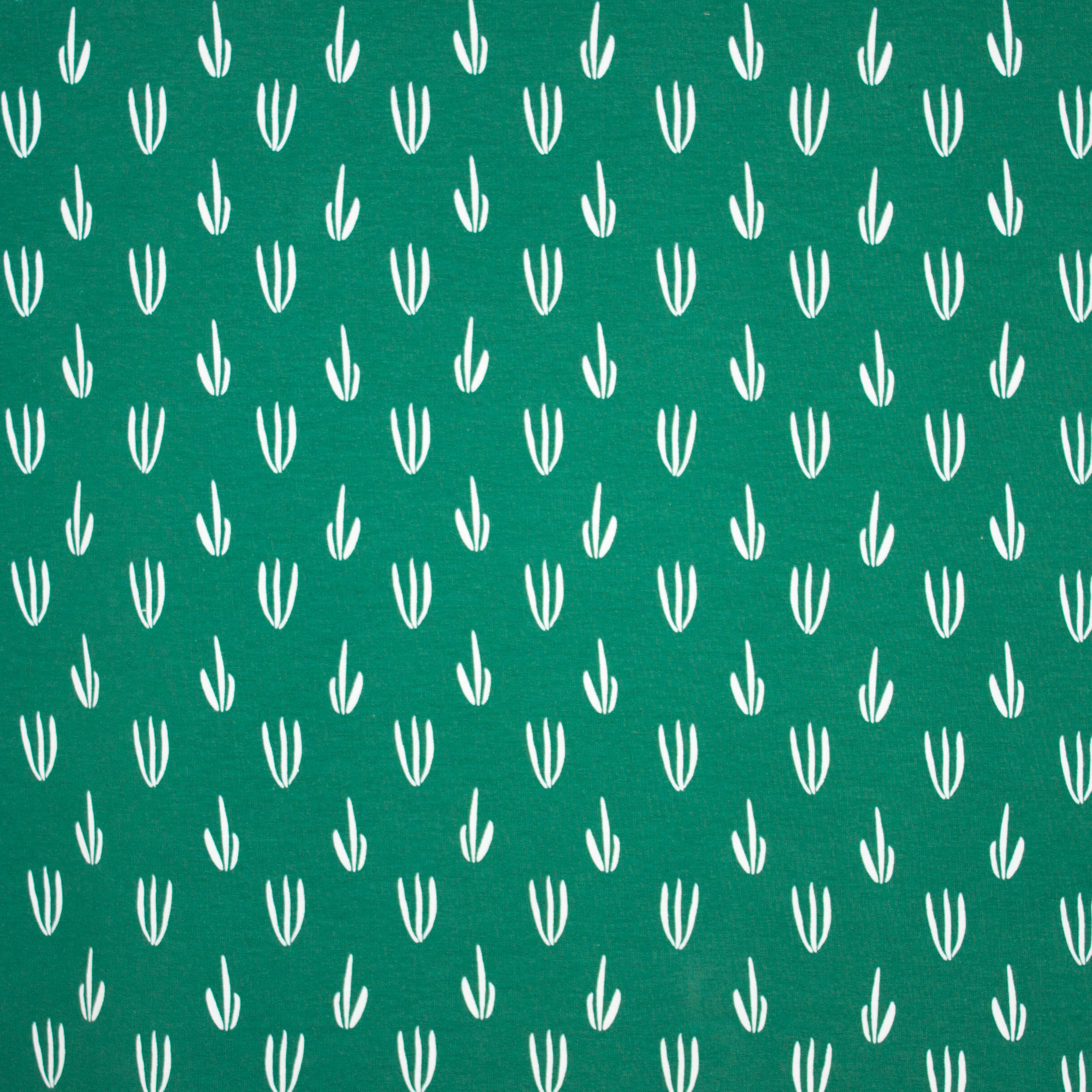 Groene french terry met plantjes motief 'Urban Jungle van About Blue Fabrics'