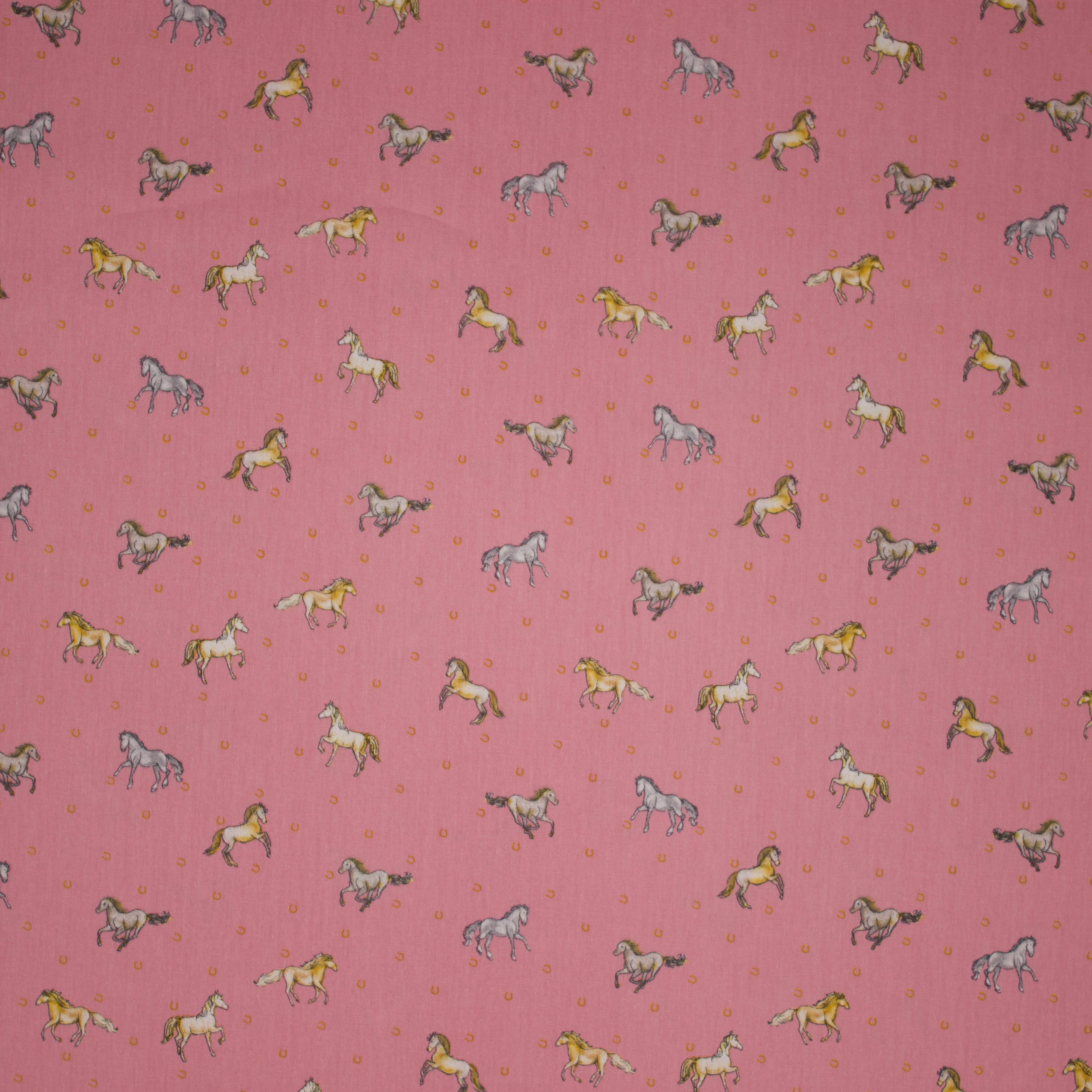 Roze katoentje met paarden 'Good Luck Horse van Poppy'