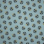 Lichtblauwe tricot met voetballen 'Football Fun' van Poppy'