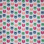 Lichtblauwe french terry met kattenhoofden 'Smiley Cat van Poppy'