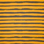 Geel - grijs gestreepte french terry 'Groovy stripes van Poppy'