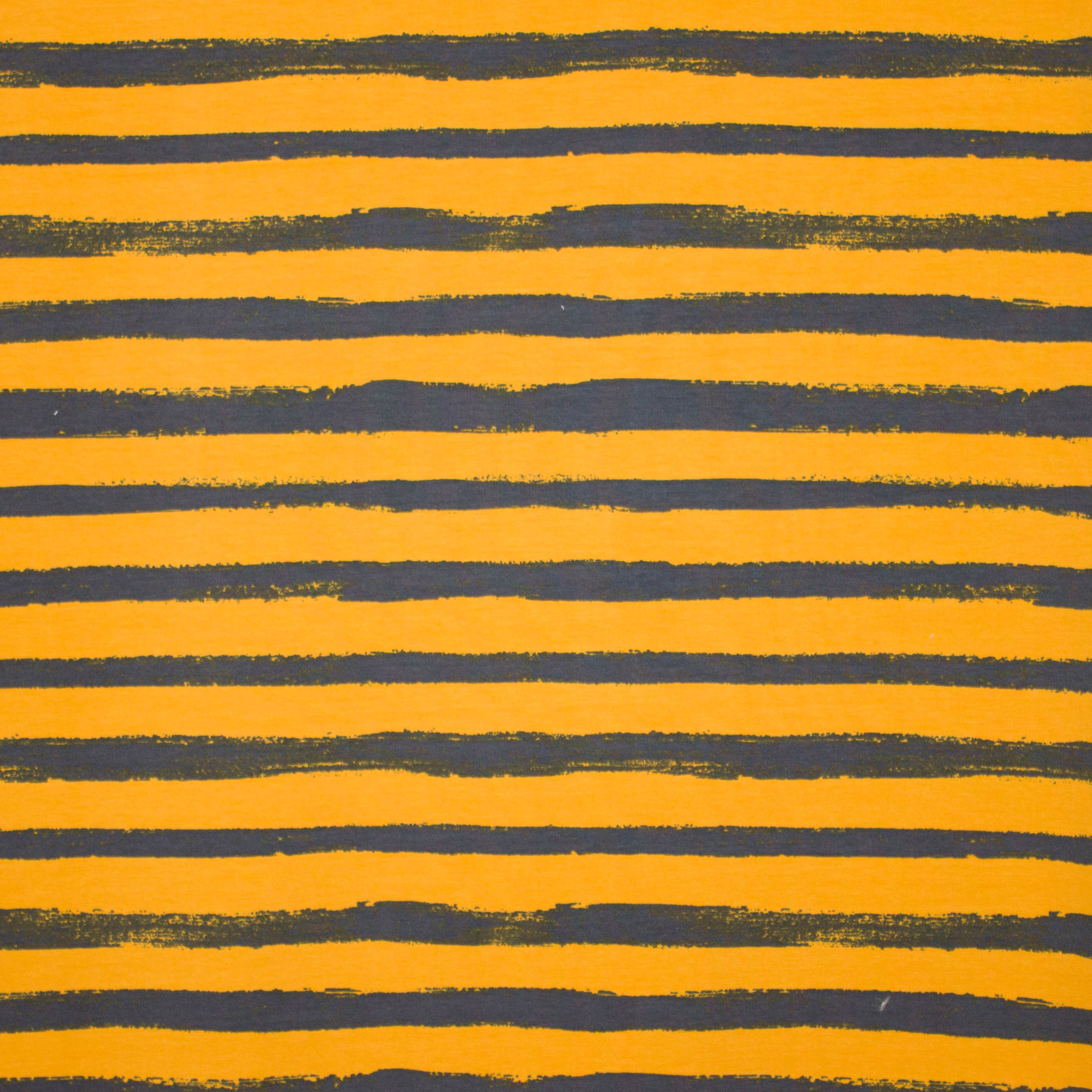 Geel - grijs gestreepte french terry 'Groovy stripes van Poppy'