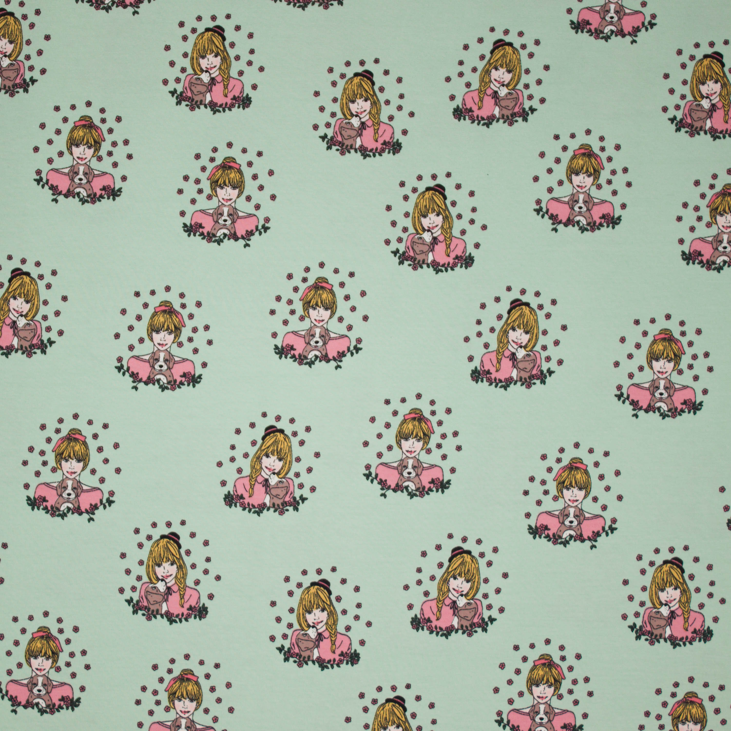 Munt tricot met meisje en hond 'Friends forever van Poppy'