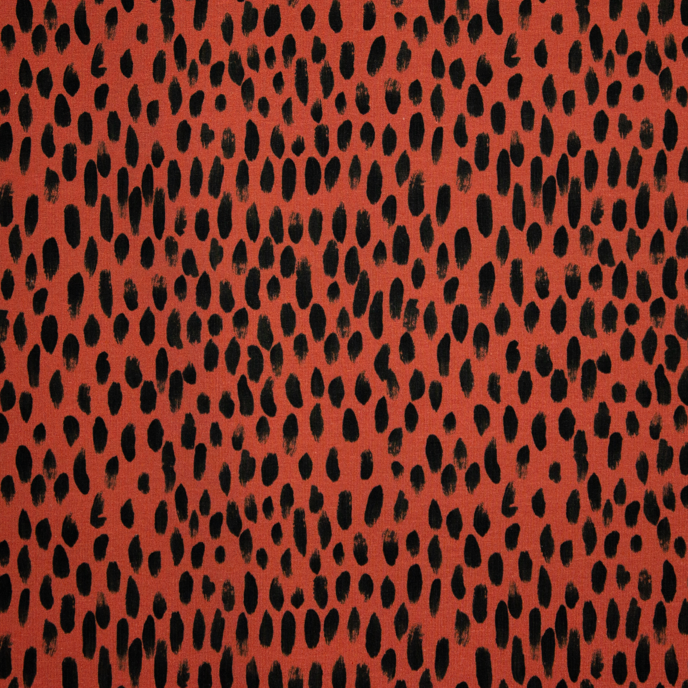 Rode French Terry met Zwarte Brushstrokes