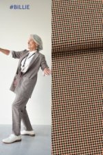 Lichte rekbare katoen / polyester mengeling met pied de poule motief van 'Fibre Mood'