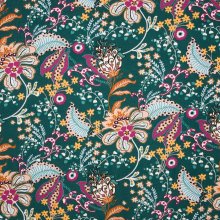 Groene viscose tricot met retro bloemen van 'Milliblu's'