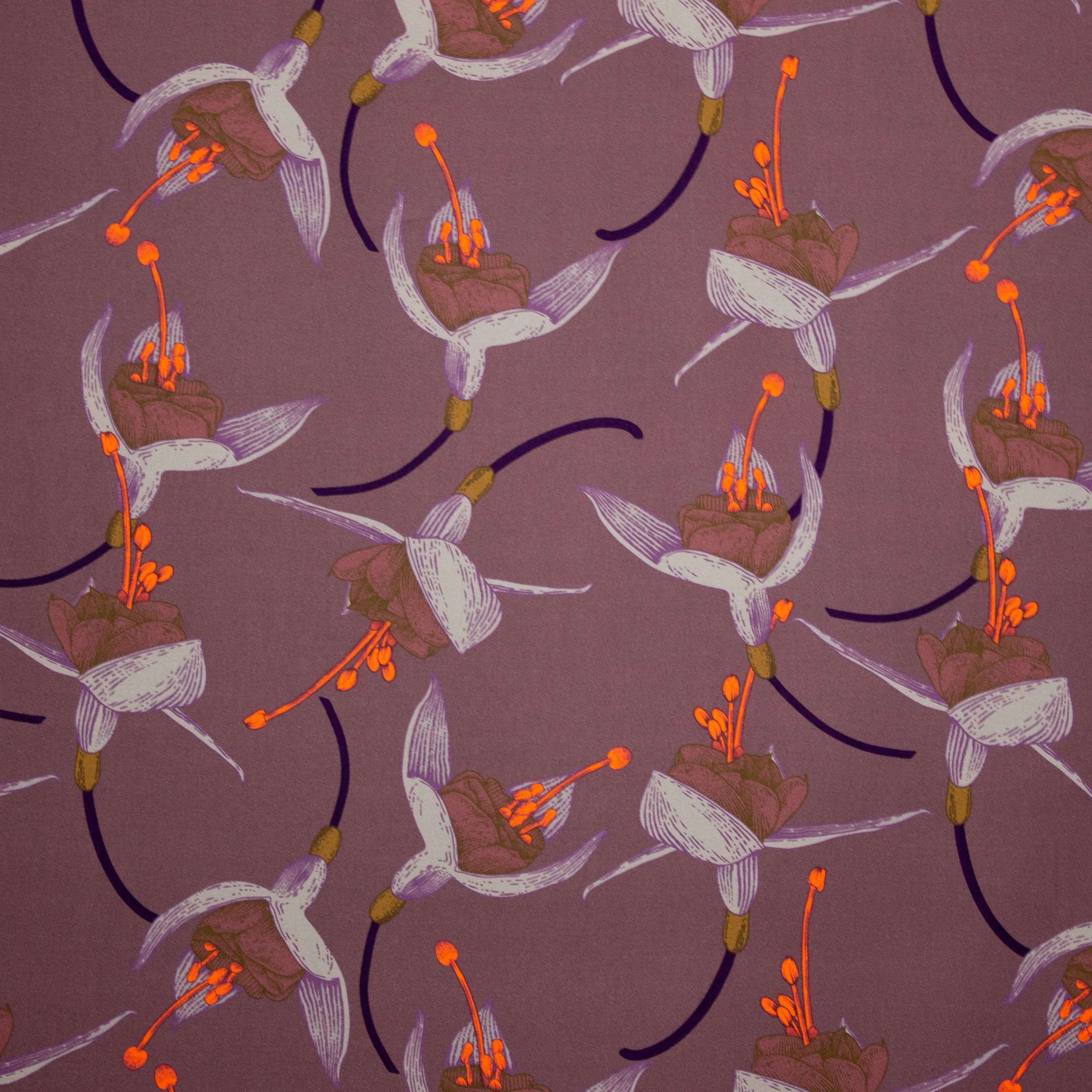 Geribbelde Viscose met Neon Bloemen