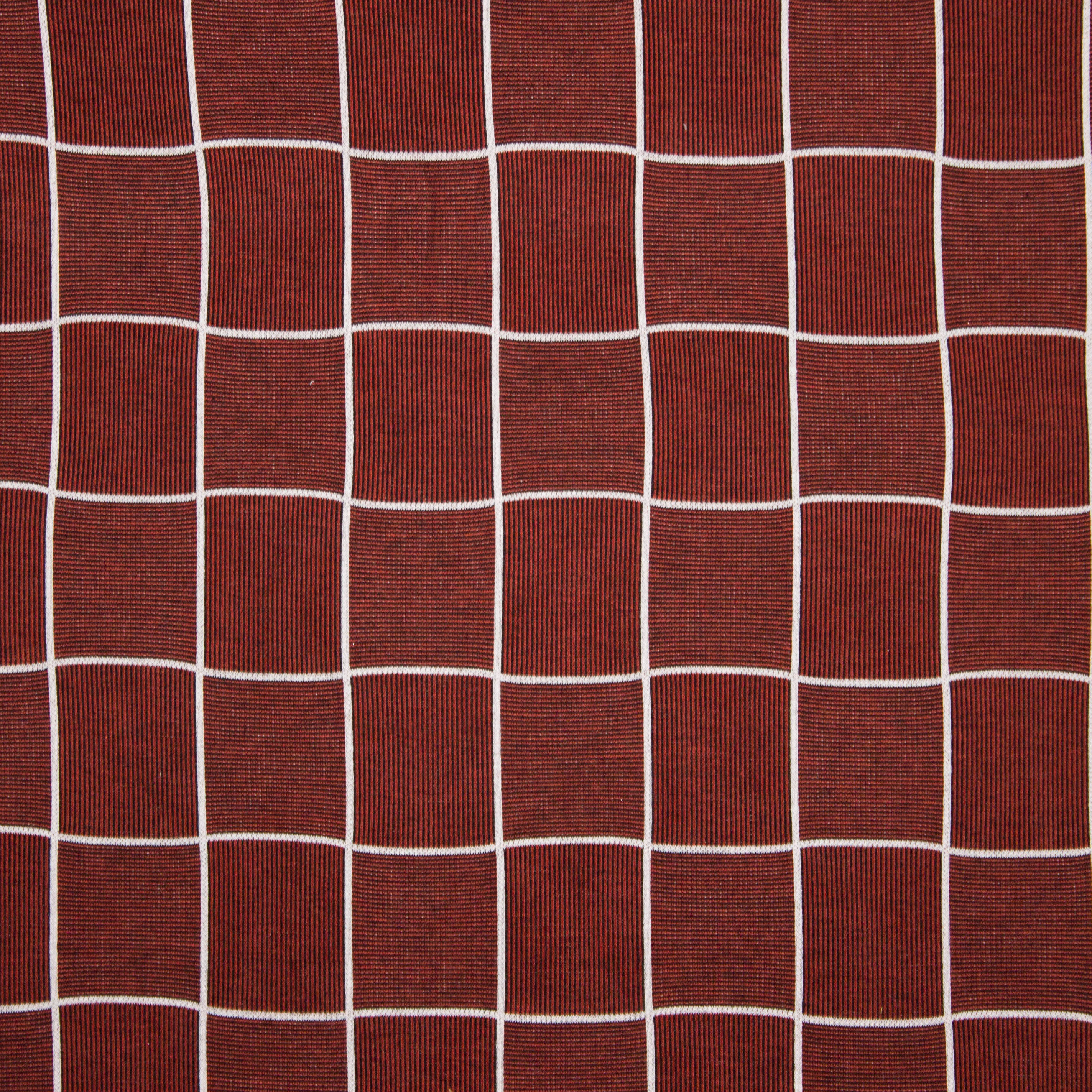 Geruite sweaterstof in bordeaux, zwart en wit