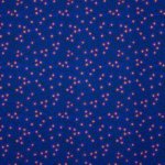 Blauwe polyester tricot met bloemetjes