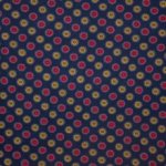 Donkerblauwe viscose tricot met bloemen in rood en oker van 'Stitched By You'