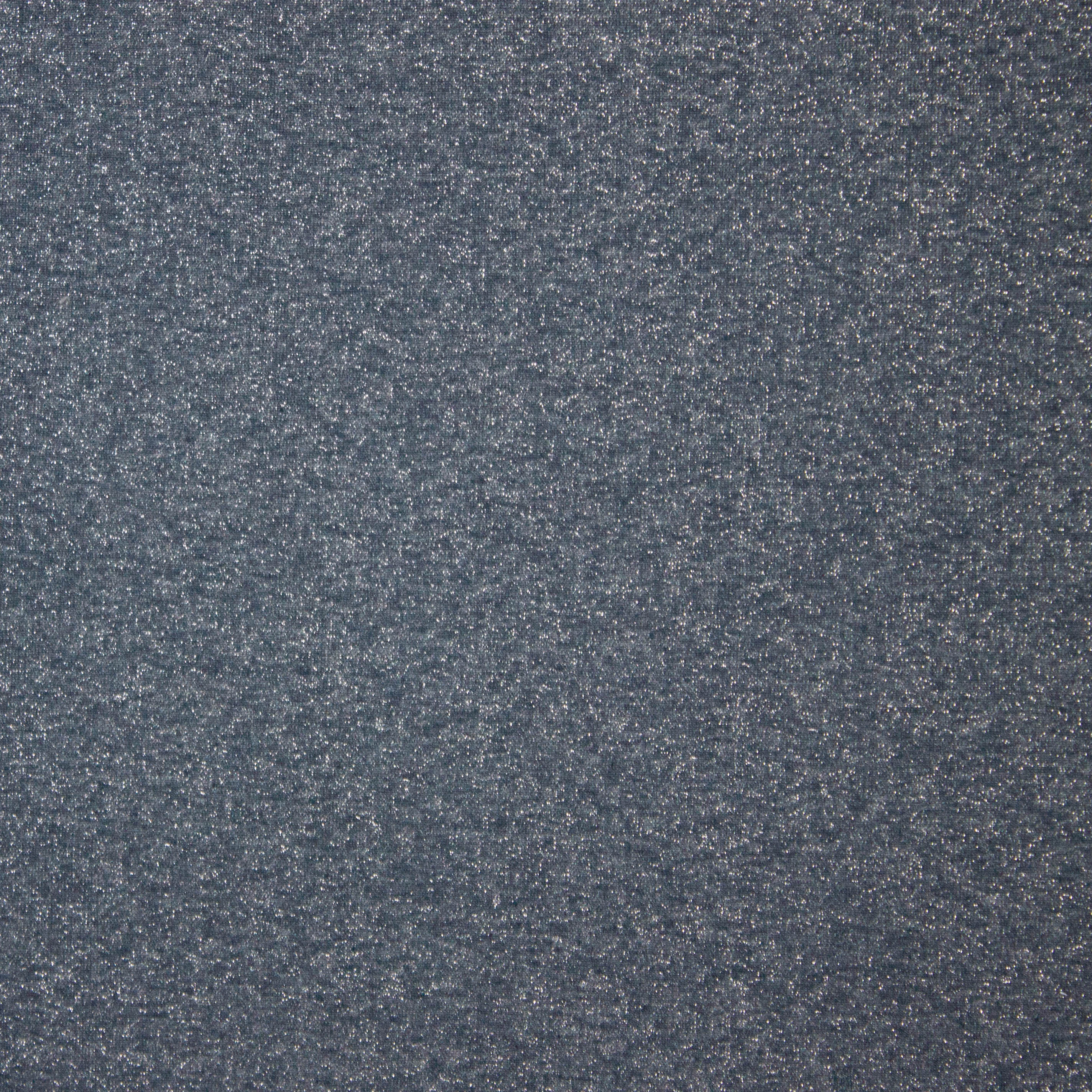 Blauw / grijze sweaterstof met zilveren glitter