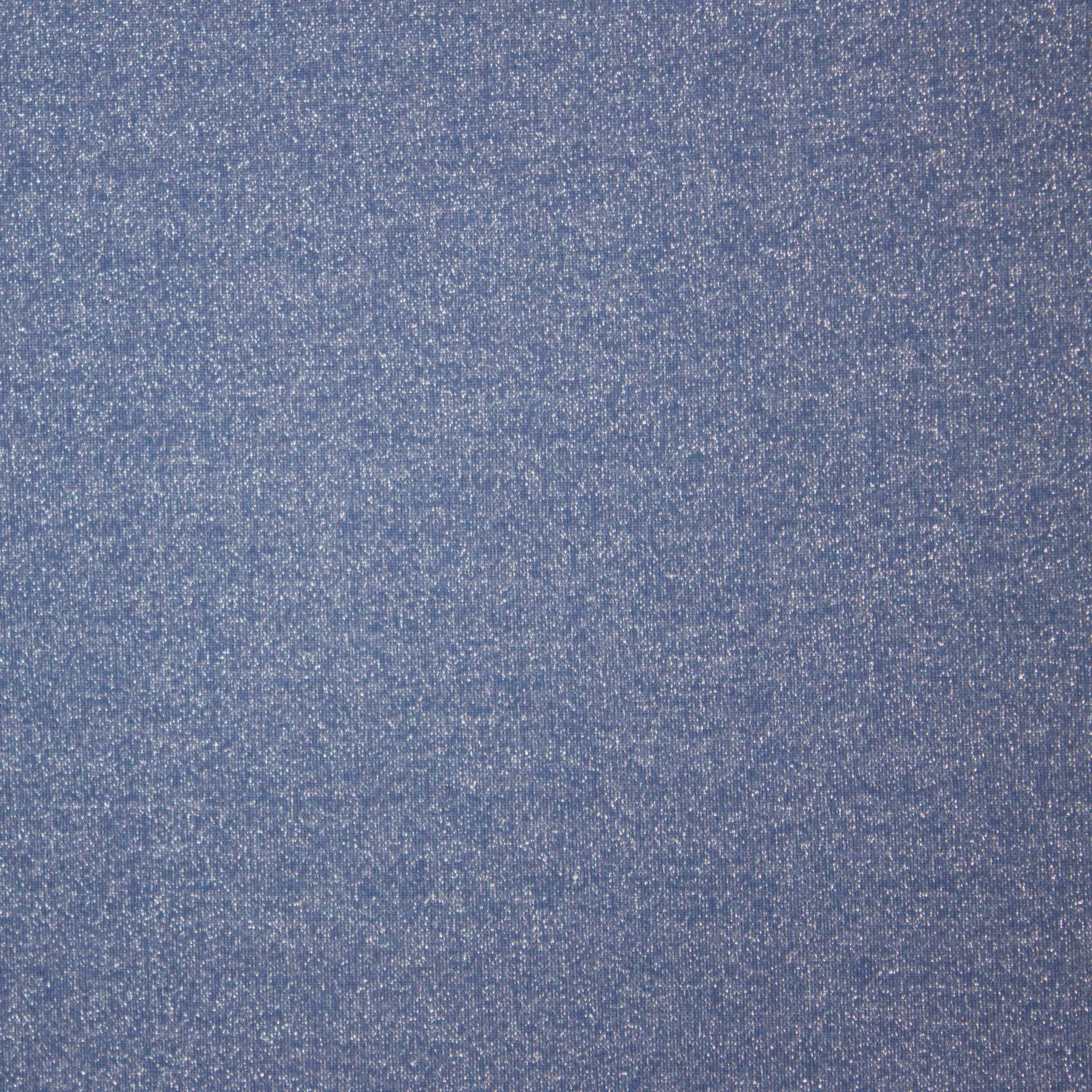 Blauw / grijze sweaterstof met zilveren glitter
