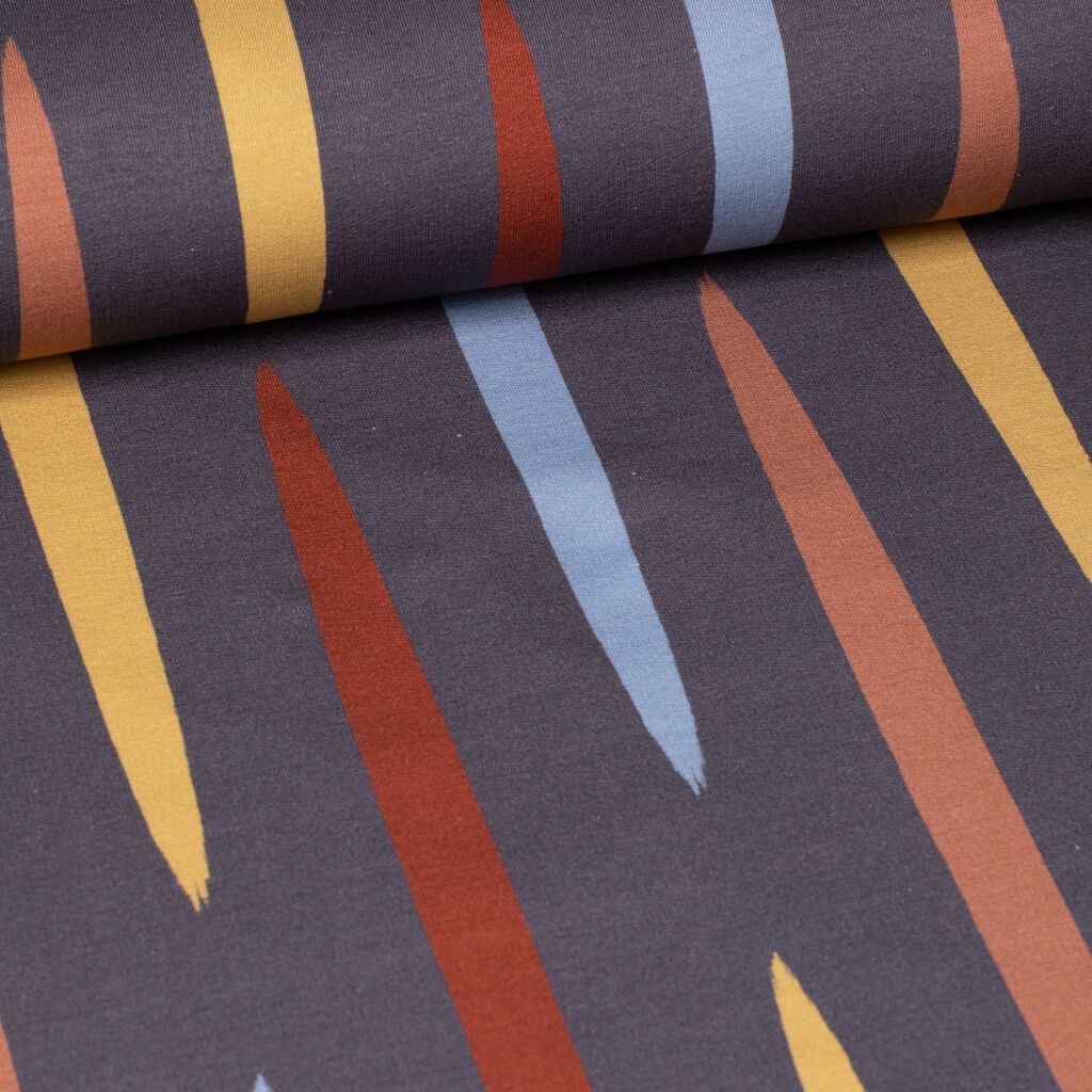 Grijze french terry 'Multi stripes' van Eva Mouton