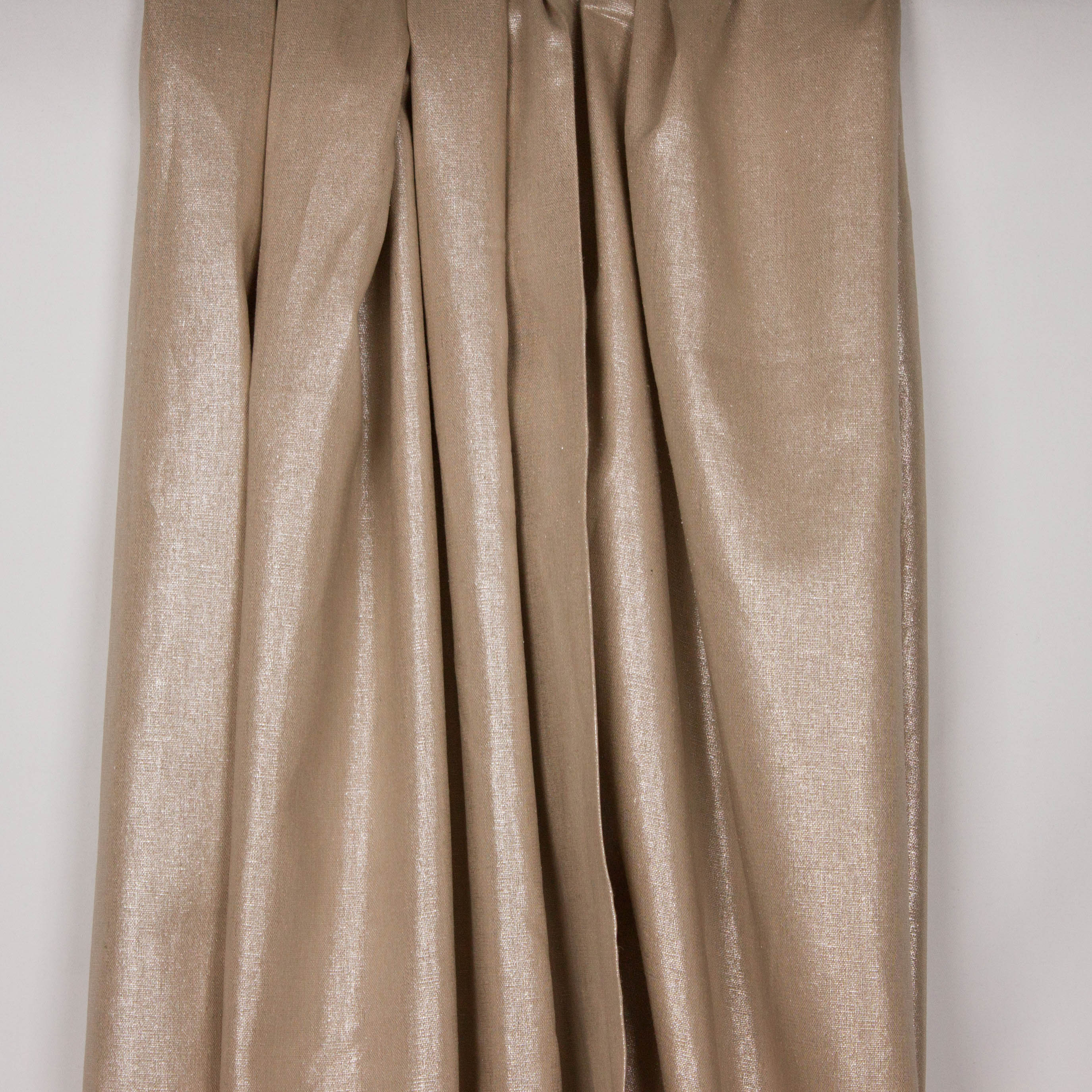 Beige viscose linnen mengeling met zilveren glitter