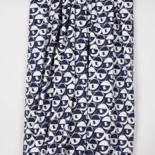 Rekbare katoen met abstract motief in donkerblauw / wit van "Burda Style"