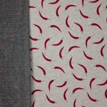 Grijze gemeleerde sweaterstof met pepertjes