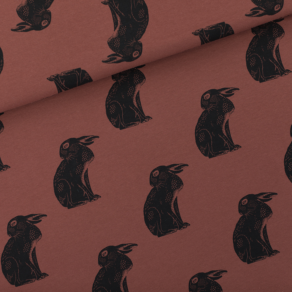 Bruine french terry met zwarte haasjes "Hares" van See You At Six