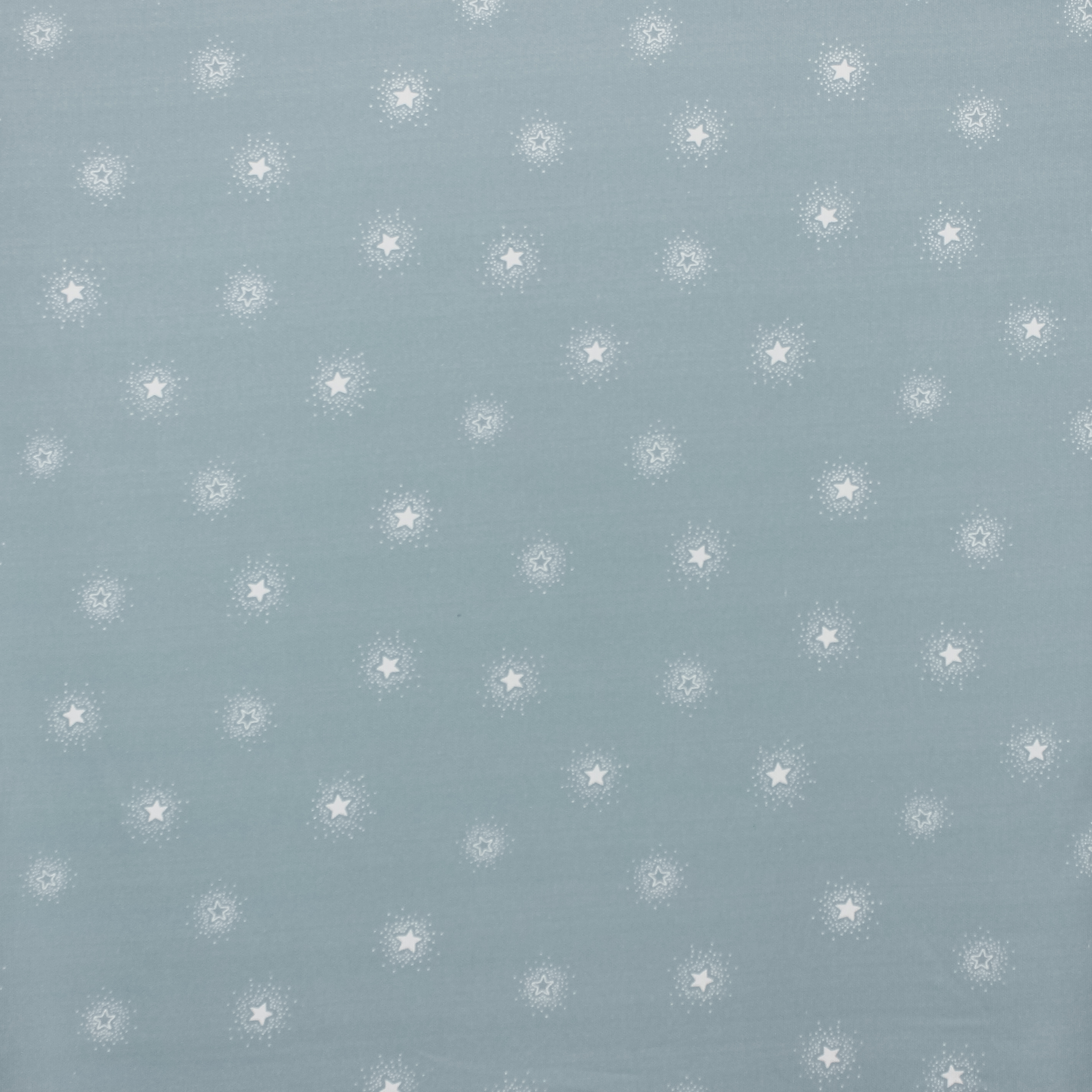 Lichtblauw ottoman katoentje met witte sterren