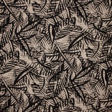 Beige viscose tricot met zwart bladmotief van My Image