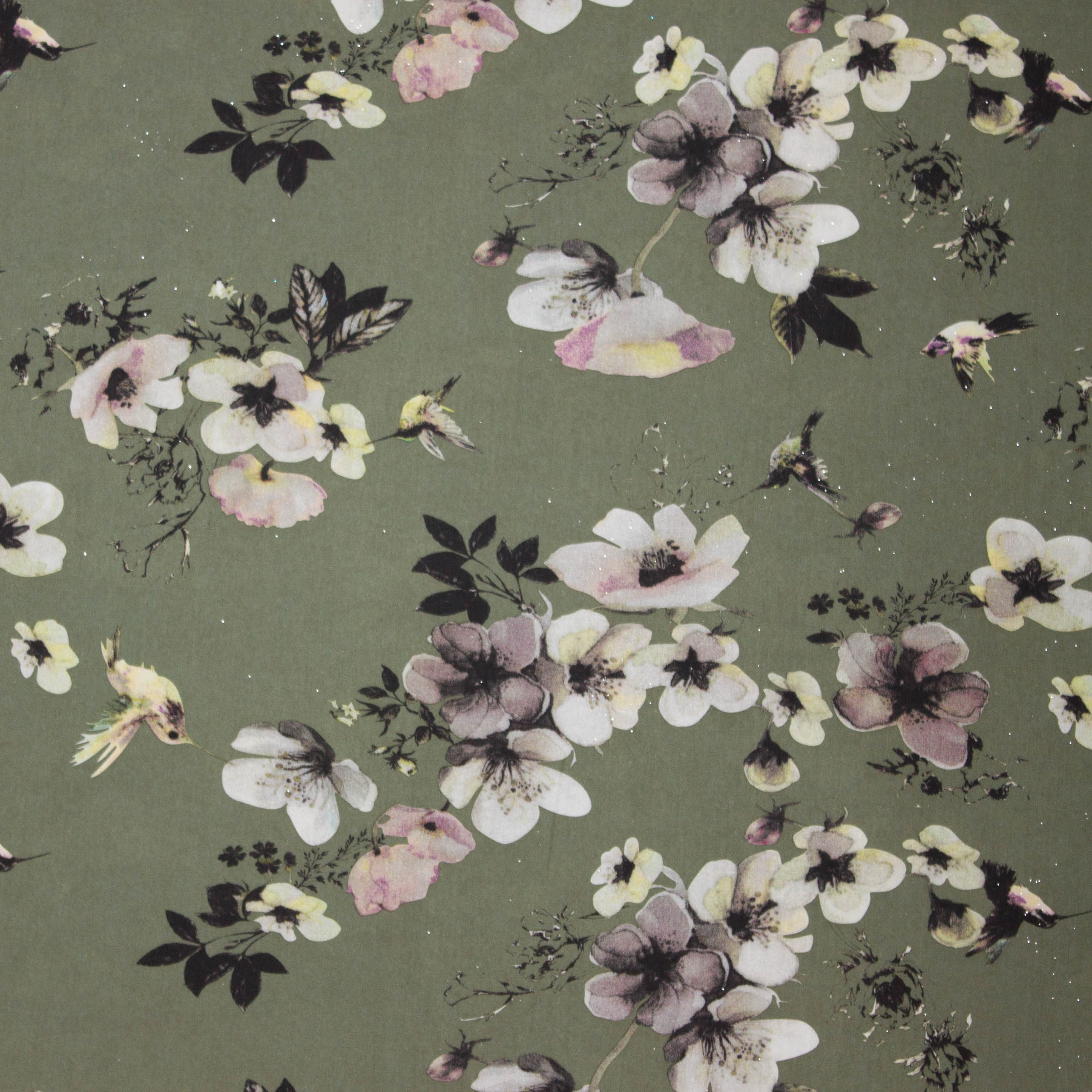 Groene polyester met bloemen van My Image