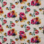 Italiaanse witte piqué katoen met multicolor bloemen van 'Alta Moda'