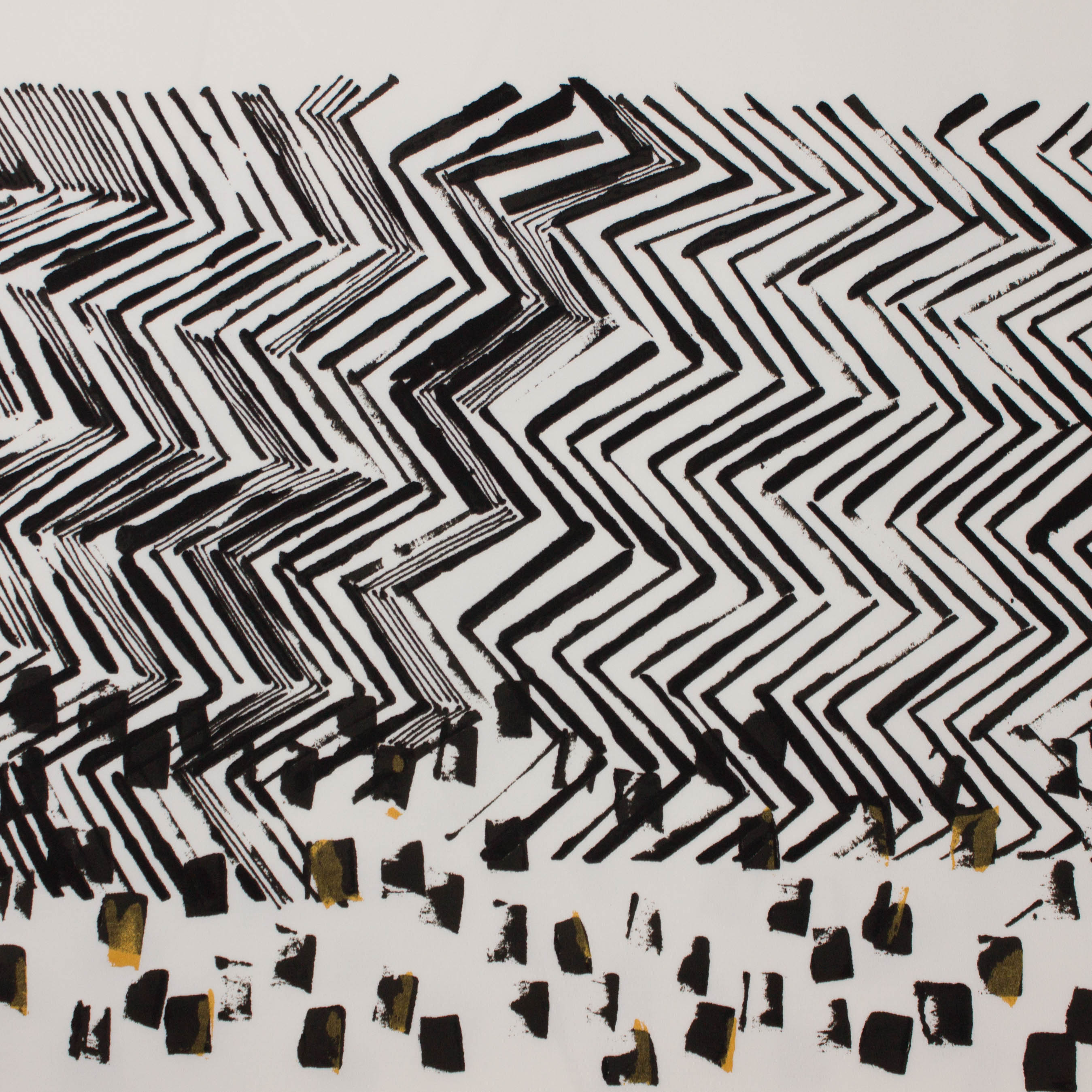 Rekbaar polyester scuba paneel met abstracte bedrukking van 'Milliblu's'