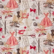 Witte katoen met naaigerief