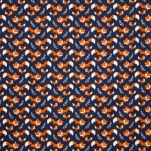 Donker blauwe tricot met vosjes 'Theo'
