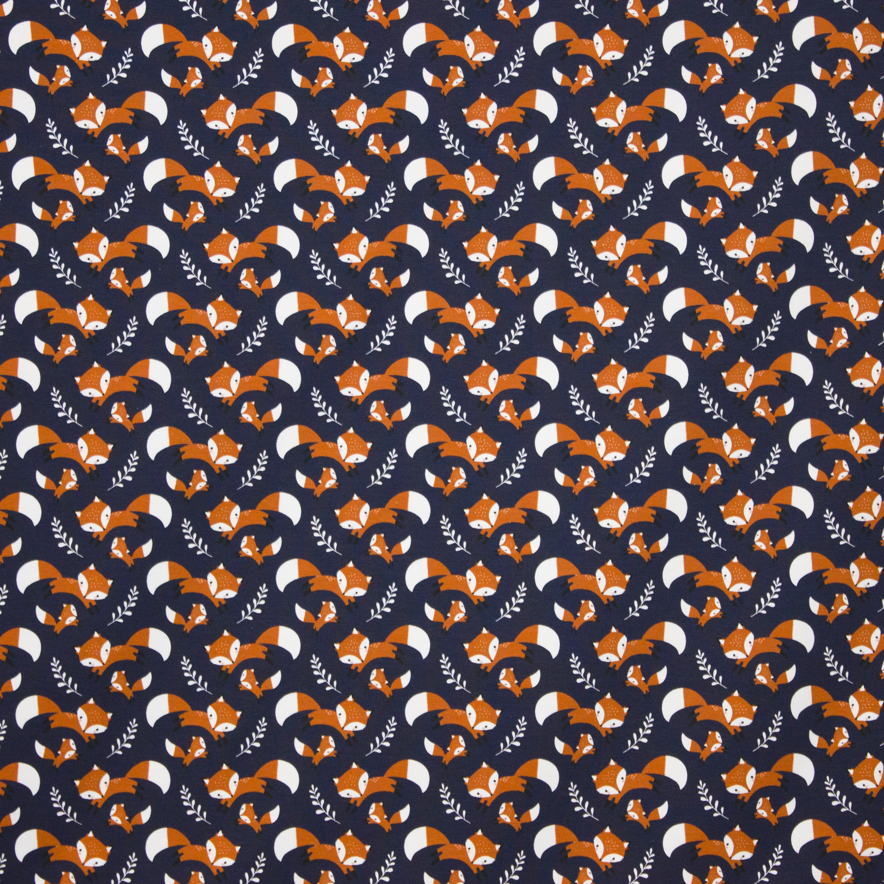 Donker blauwe tricot met vosjes 'Theo'