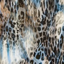 Blauwe viscosetricot met panterprint