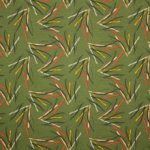 Groene french terry met zwarte, oranje, peach strepen van Poppy