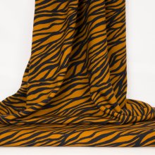 Oker viscose met zwarte zebra-strepen
